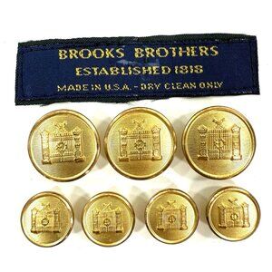 Brooks Brothers Buckingham Palace Gold Replacement Buttons x 7 Vintage Waterbury
